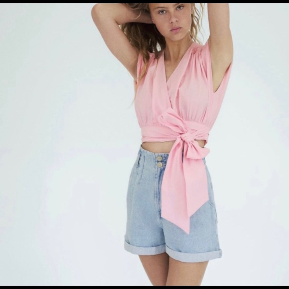 Zara pink tie top